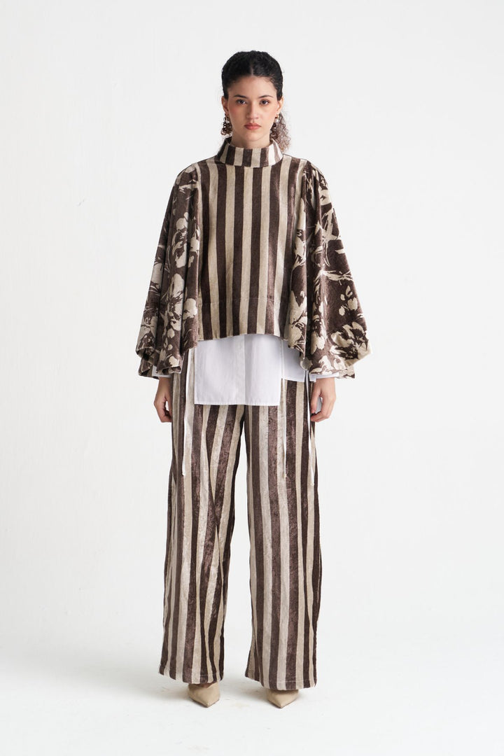 Velvet Poncho Co-ord (Set Of 3)