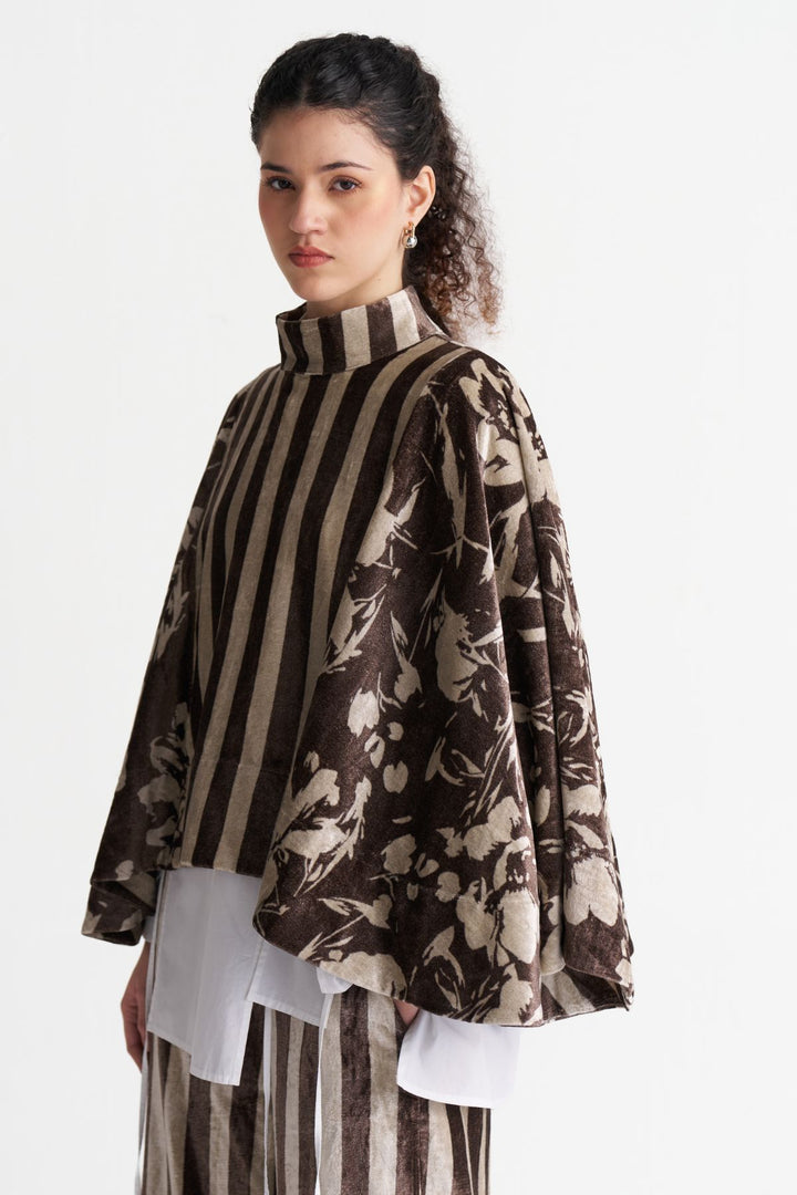 Velvet Poncho Co-ord (Set Of 3)