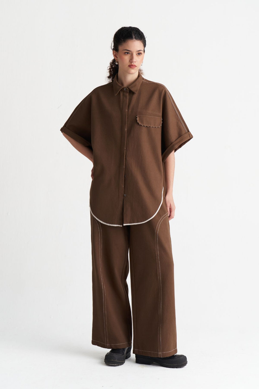 Denim U-Hem Shirt Co-ord (Set Of 2)