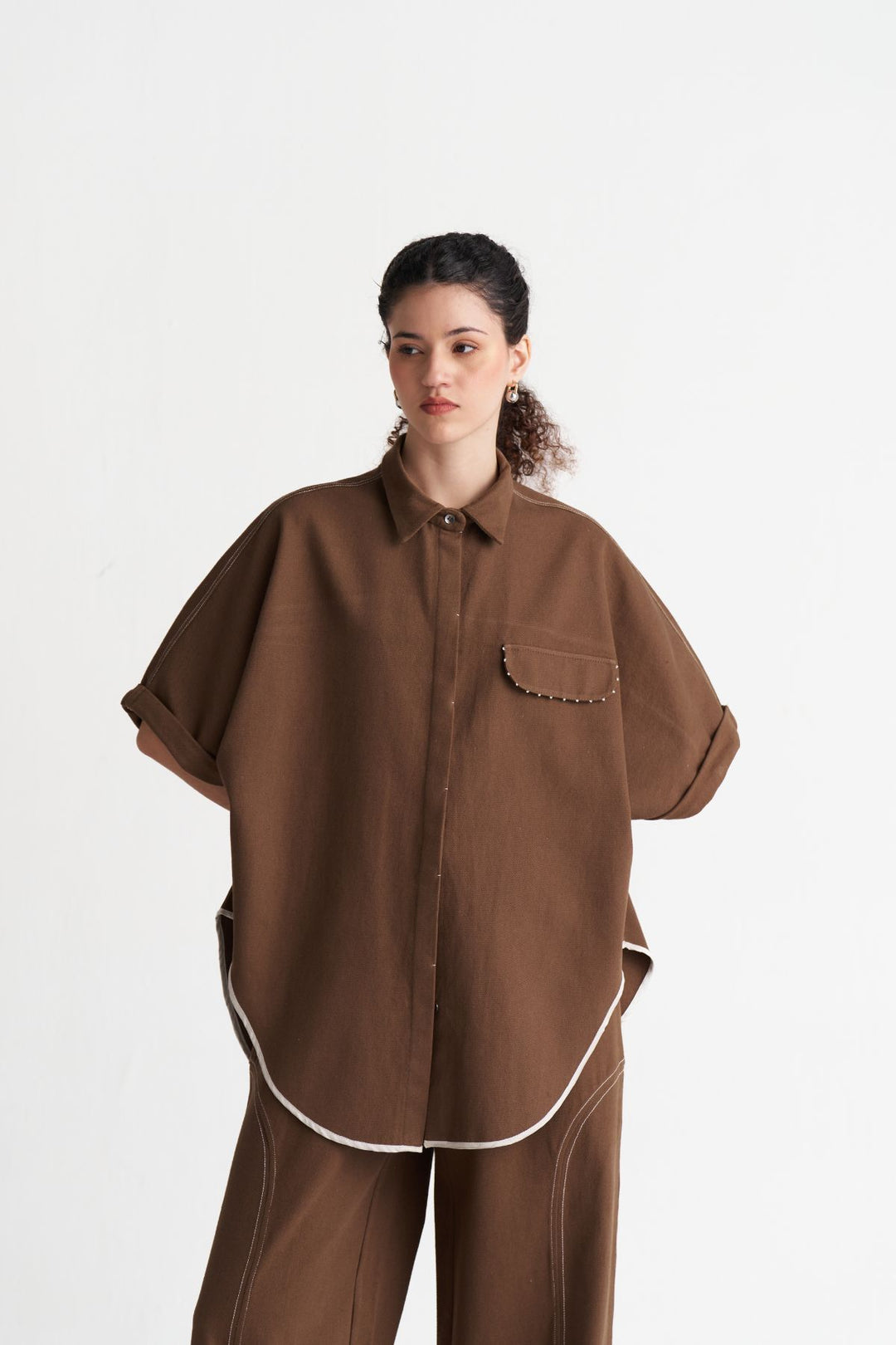 Denim U-Hem Shirt Co-ord (Set Of 2)