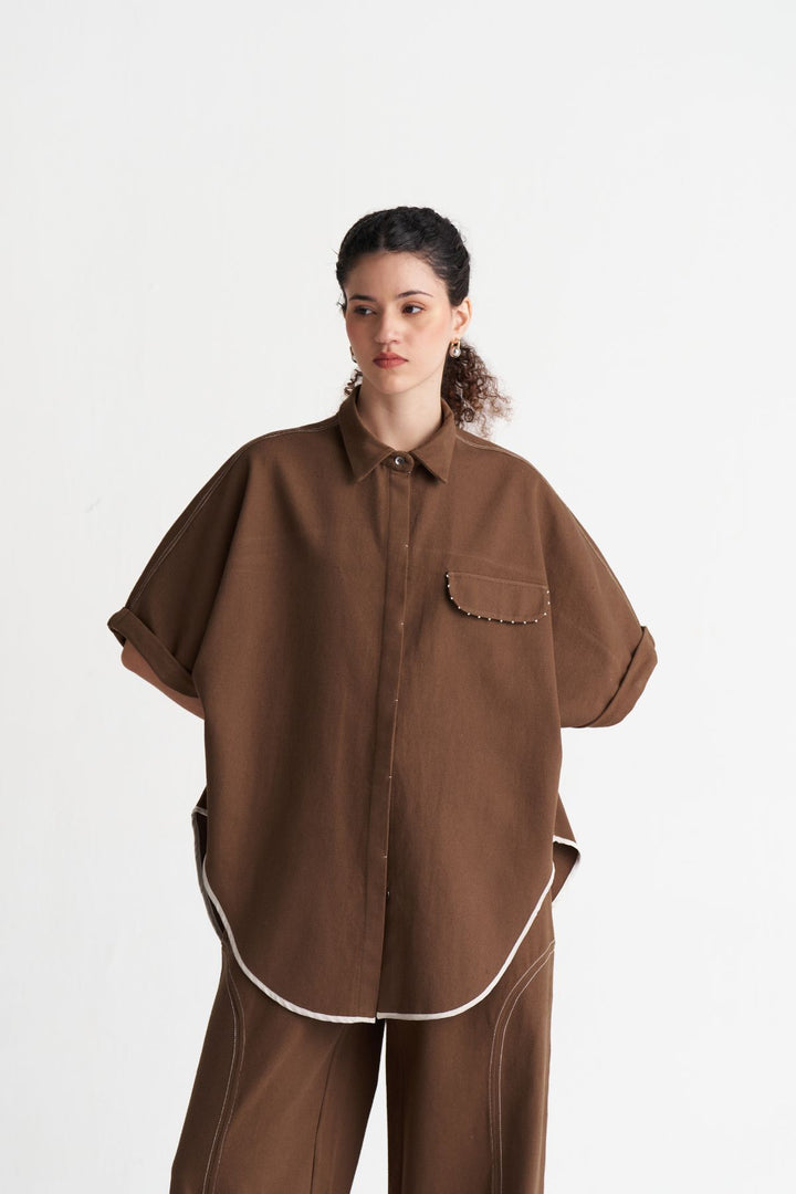 Denim U-Hem Shirt Co-ord (Set Of 2)