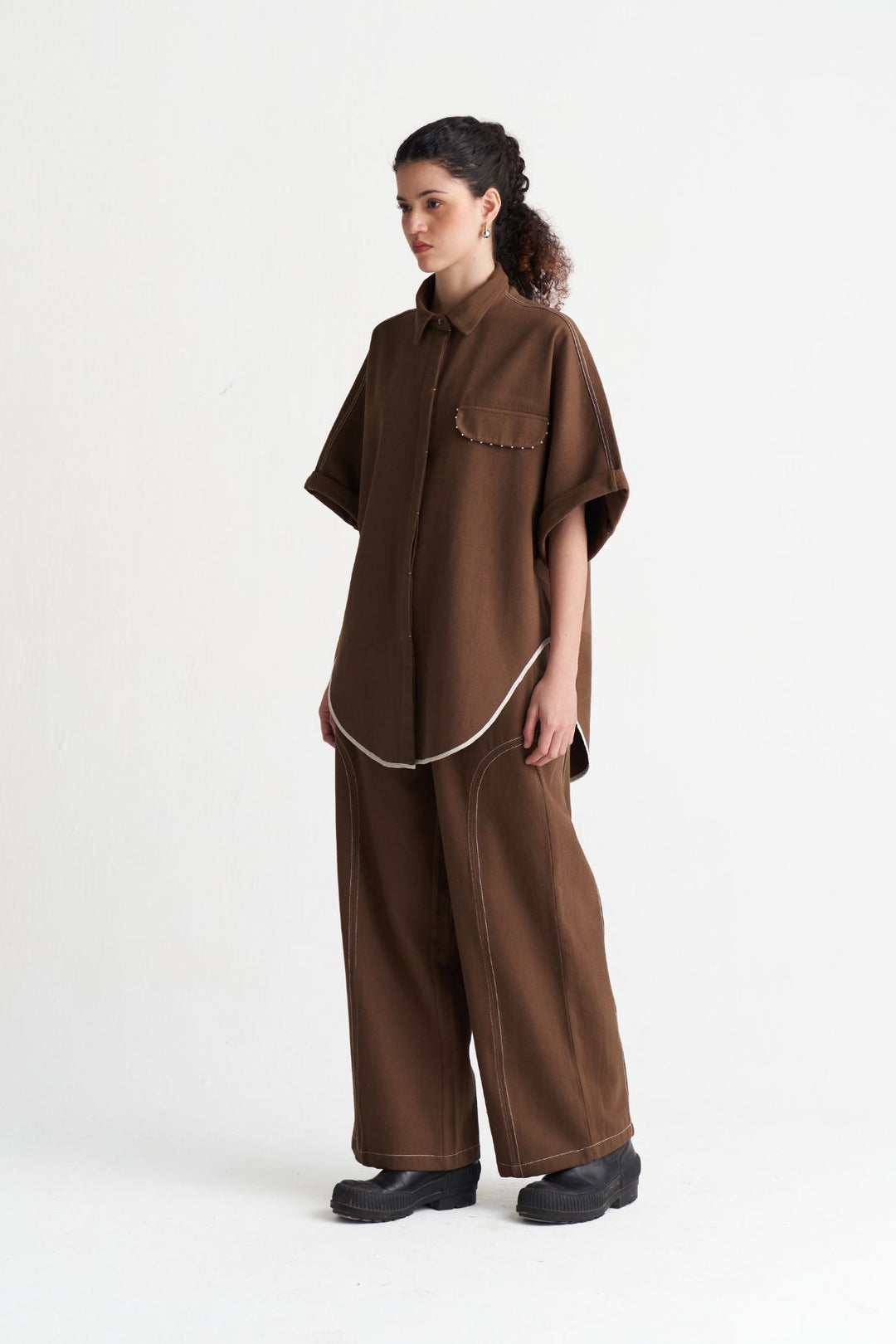 Denim U-Hem Shirt Co-ord (Set Of 2)