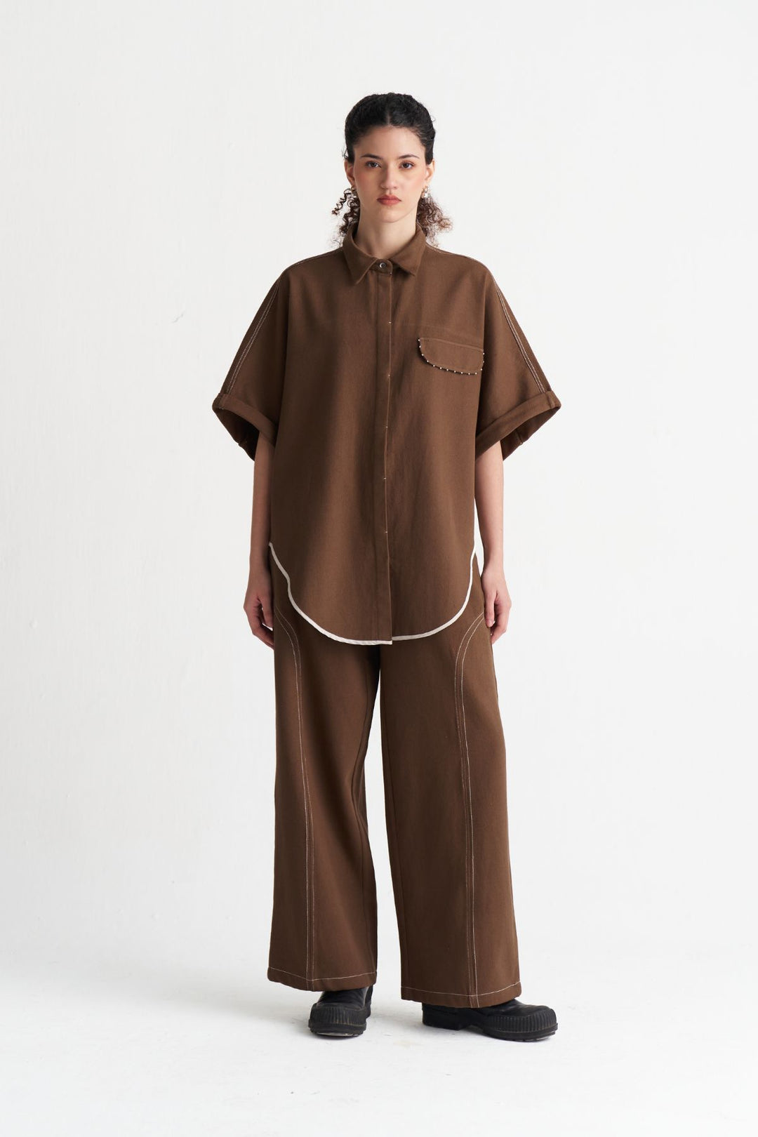 Denim U-Hem Shirt Co-ord (Set Of 2)