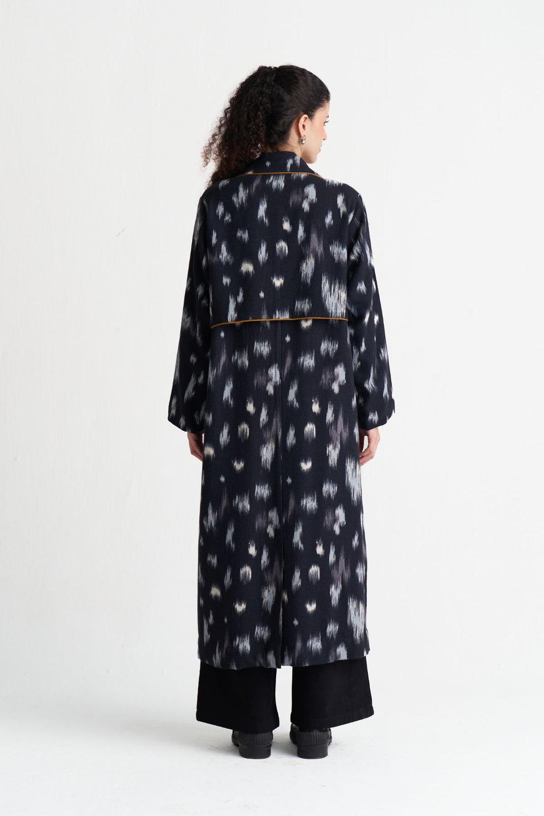 Ikat Print Woollen Trench Co-ord (Set Of 2)