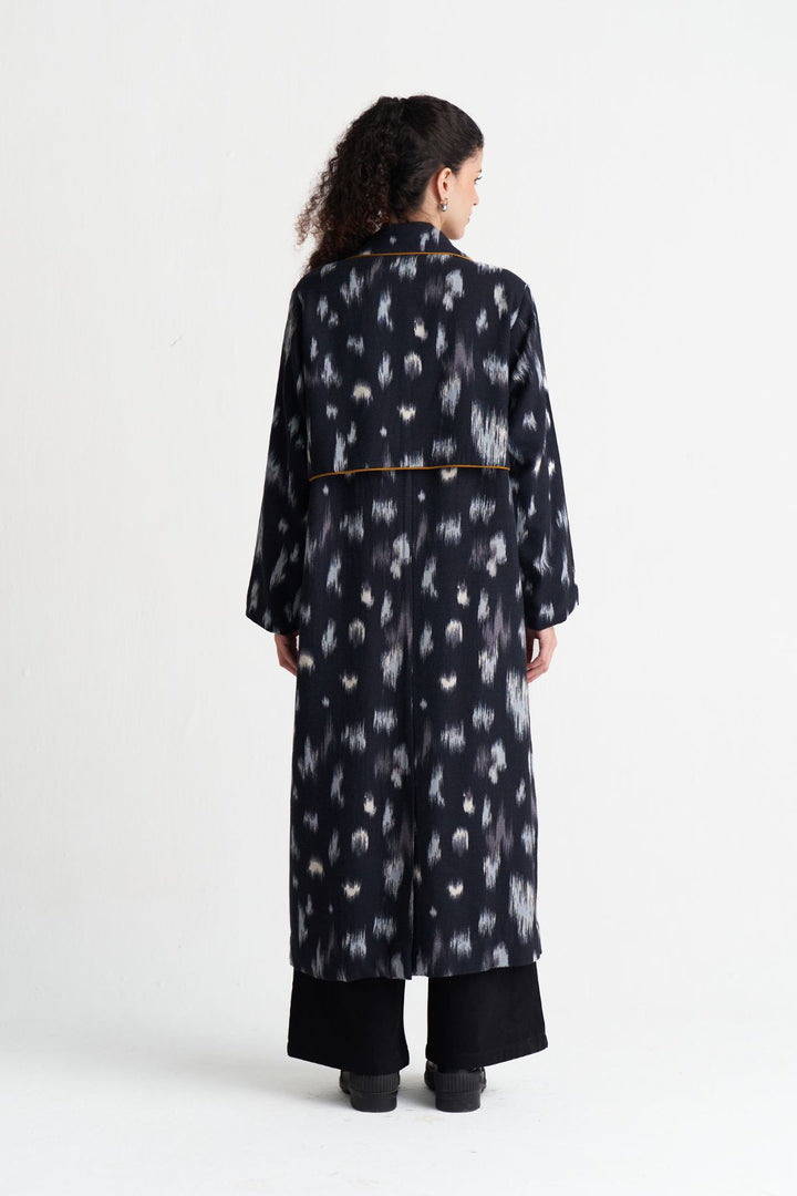 Ikat Print Woollen Trench Co-ord (Set Of 2)