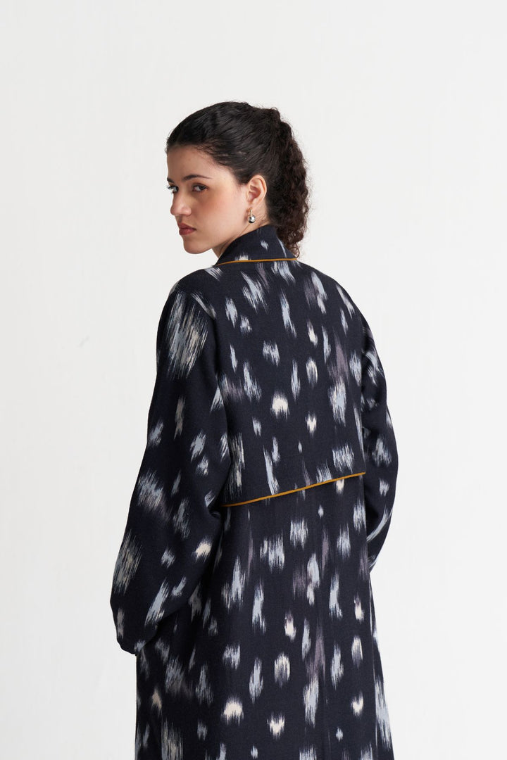 Ikat Print Woollen Trench Co-ord (Set Of 2)