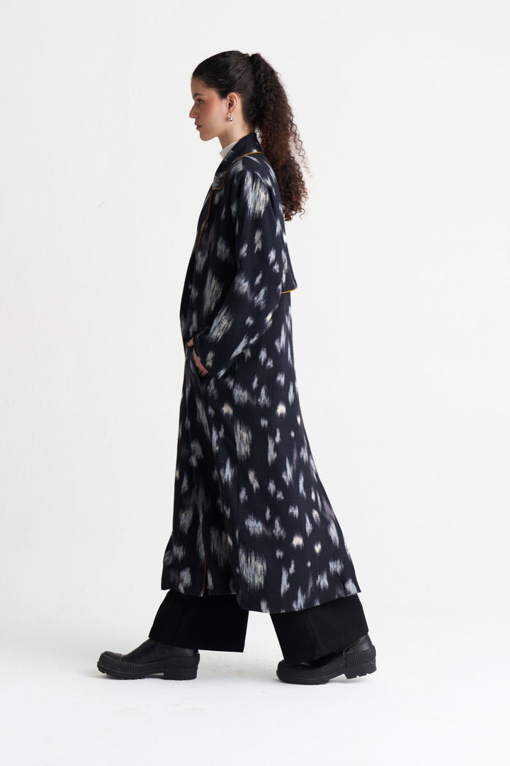 Ikat Print Woollen Trench Co-ord (Set Of 2)