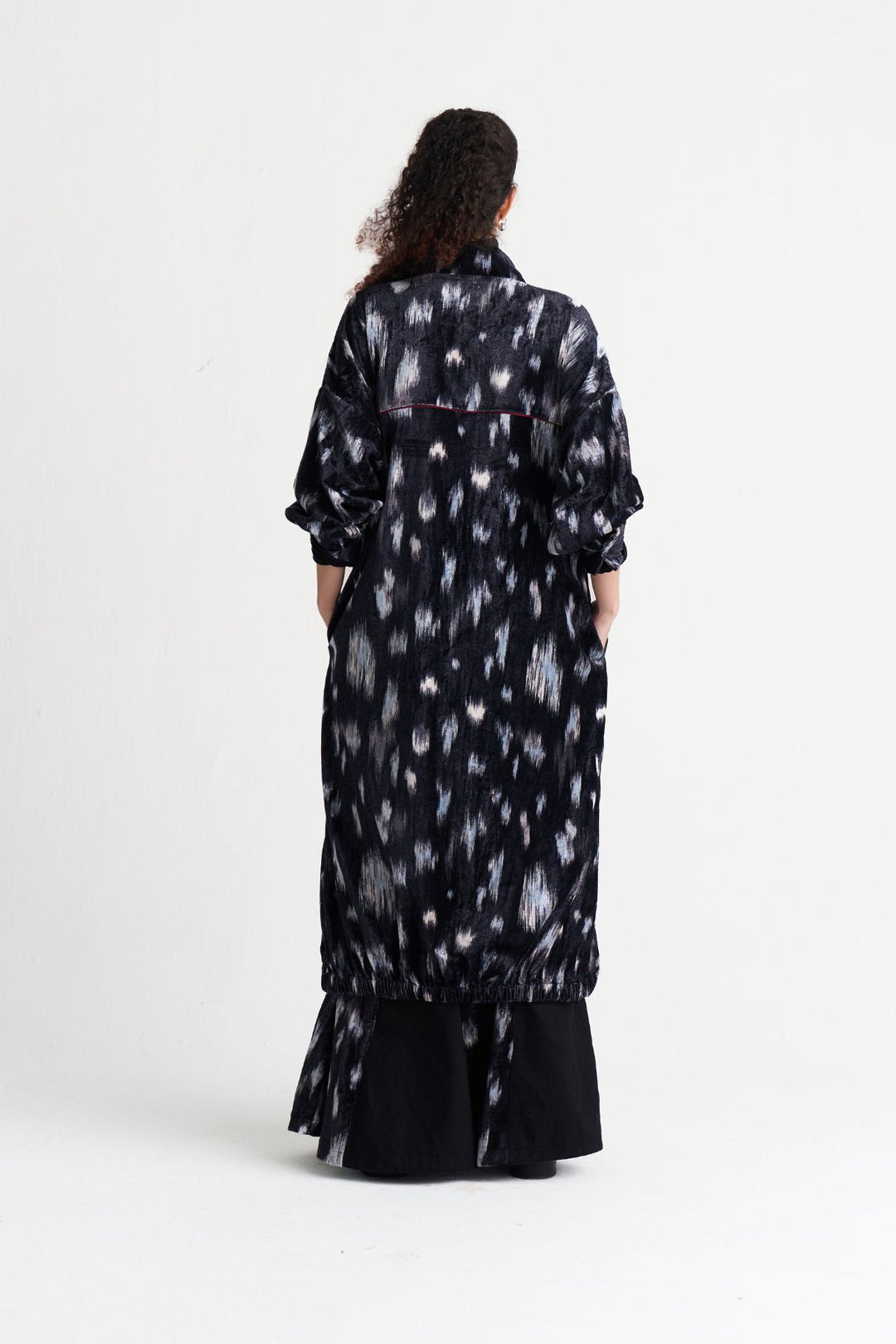 Ikat Print Velvet Circular Skirt Co-ord (Set Of 2)