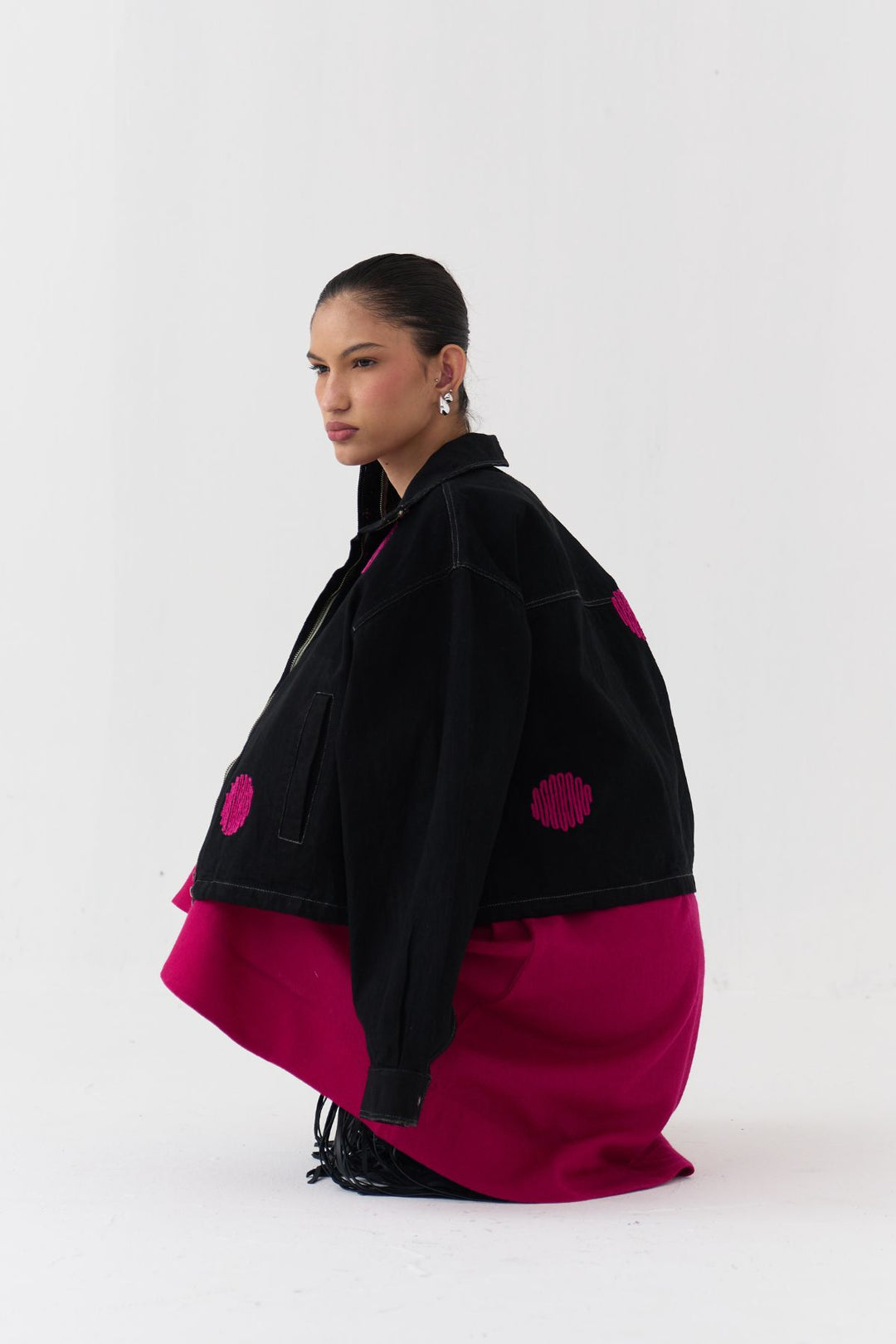 Polka Denim Bomber Co-ord (Set Of 2)