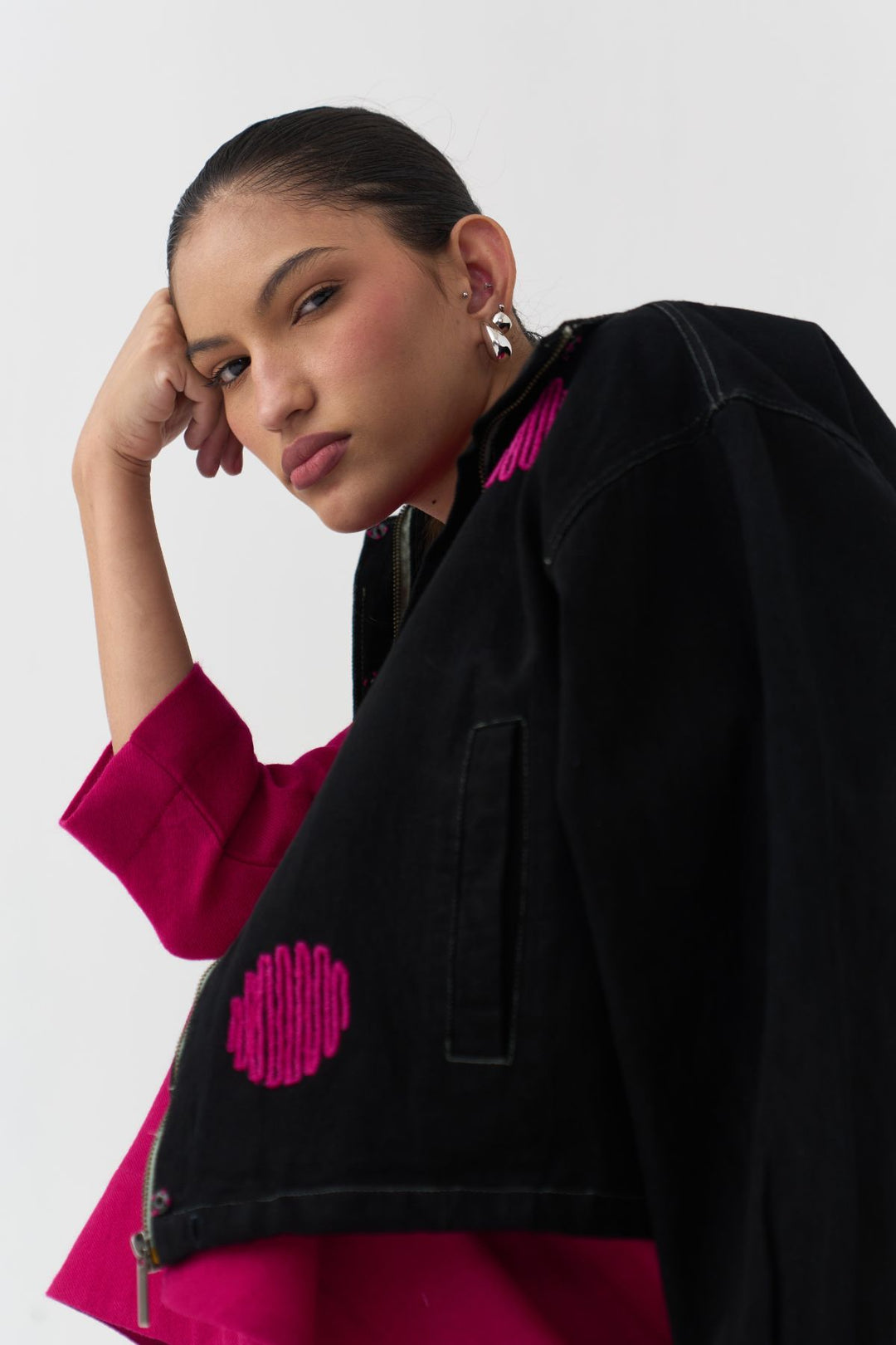 Polka Denim Bomber Co-ord (Set Of 2)