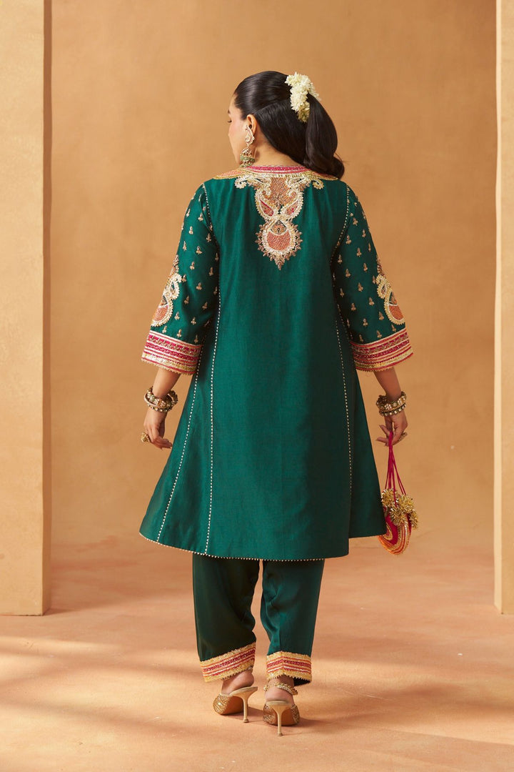 Riva Emerald Green Chauga with Salwar