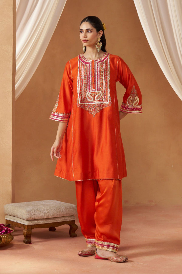 Daneen Burnt Orange Chauga with Salwar