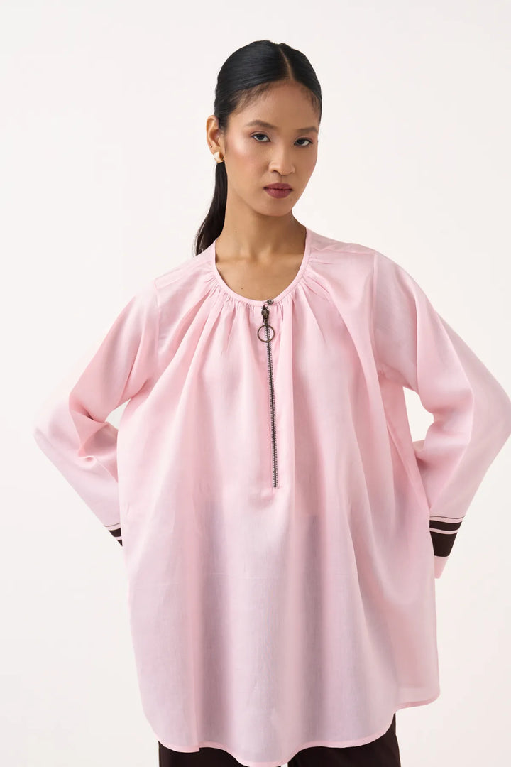 Wide Sleeve Gather Neck Top Co-ord