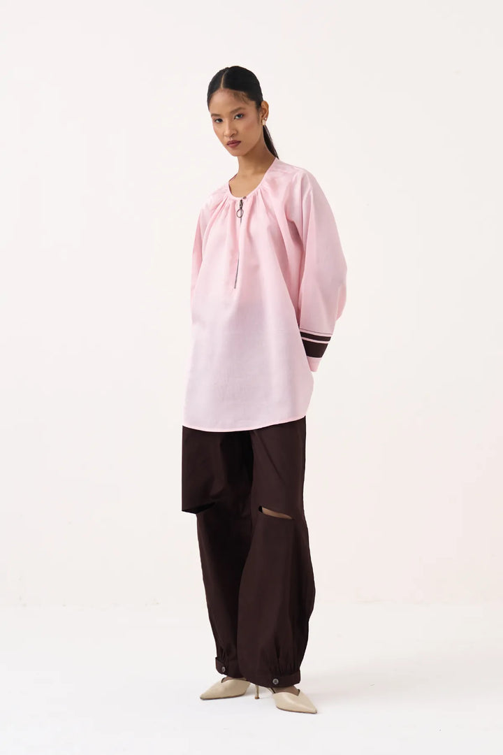 Wide Sleeve Gather Neck Top Co-ord