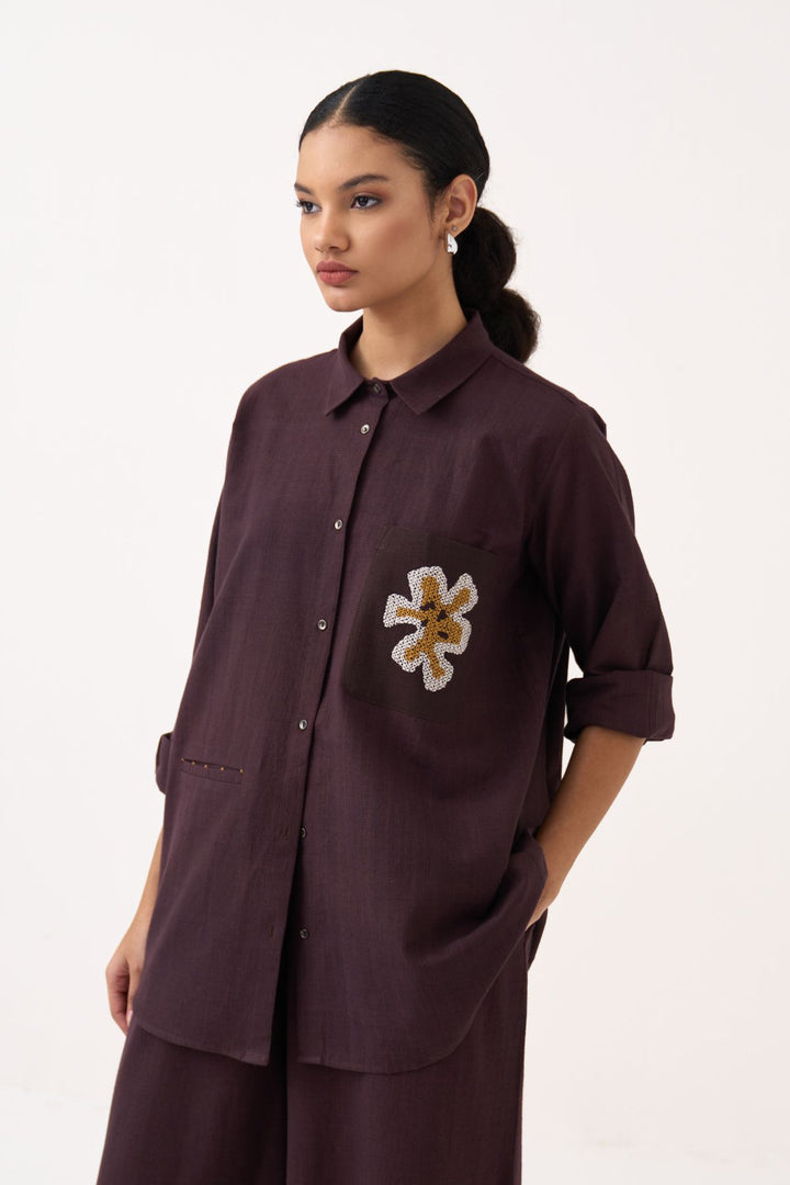 Hand Emb. Patch Pocket Shirt