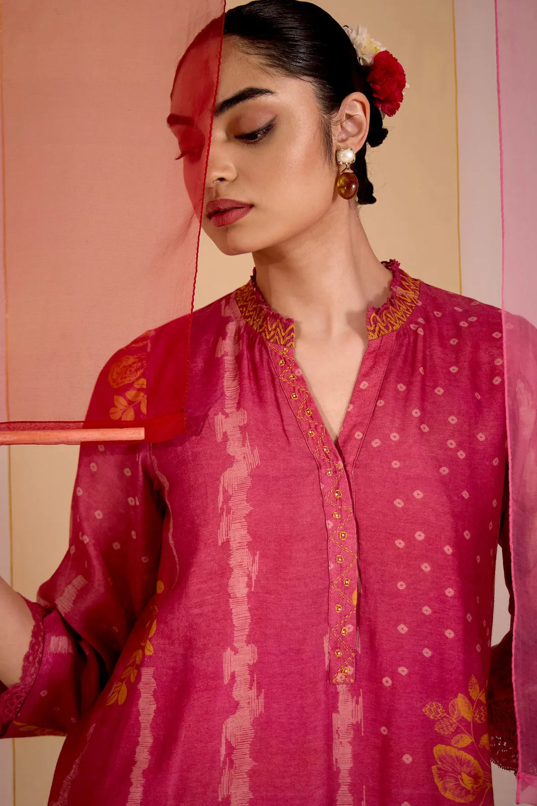 Blush Cotton Silk High Slit Kurta Set