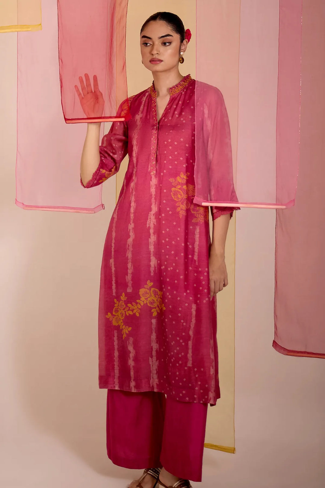 Blush Cotton Silk High Slit Kurta Set
