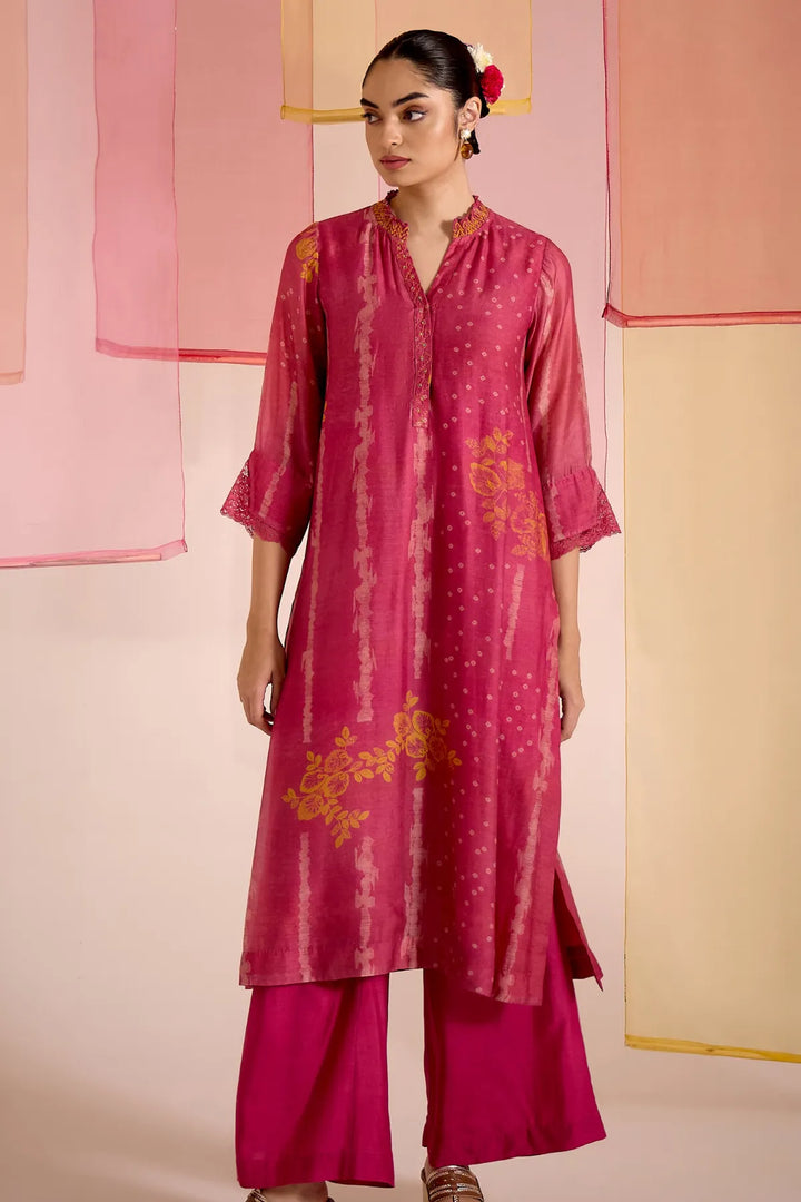 Blush Cotton Silk High Slit Kurta Set