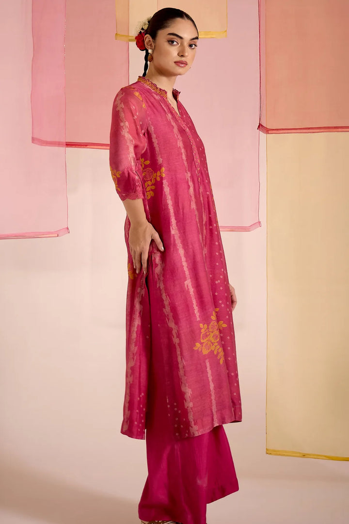 Blush Cotton Silk High Slit Kurta Set