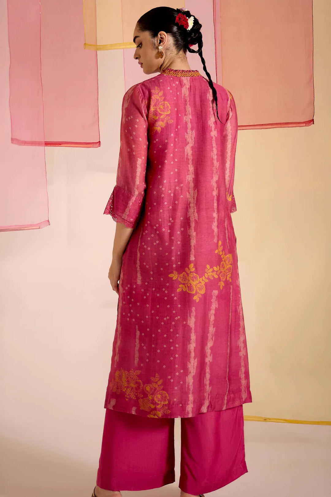 Blush Cotton Silk High Slit Kurta Set