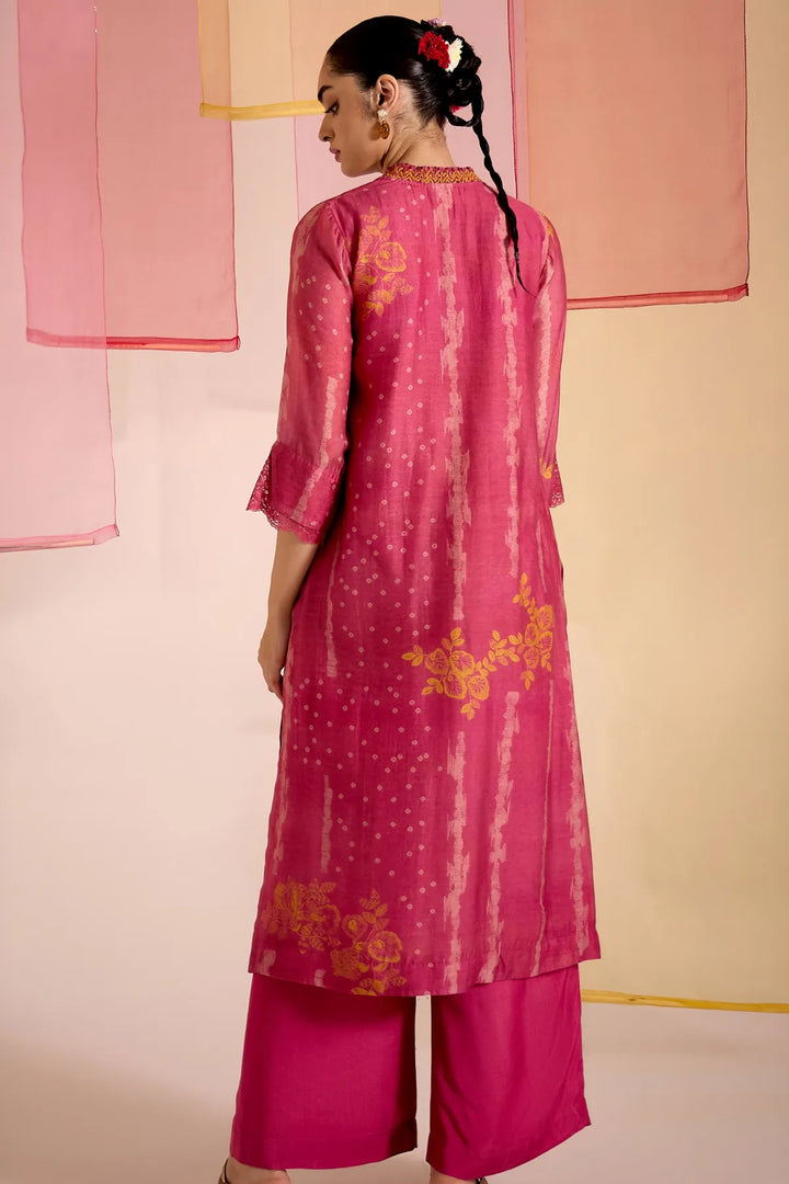 Blush Cotton Silk High Slit Kurta Set