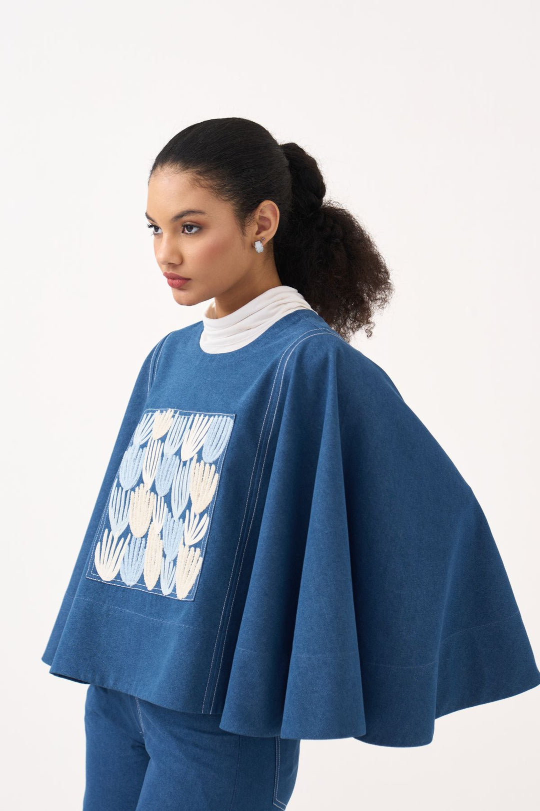 Emb. Patch Denim Poncho