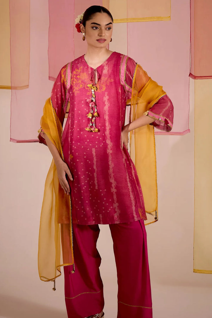 Blush Cotton Silk Tassel Choga Set