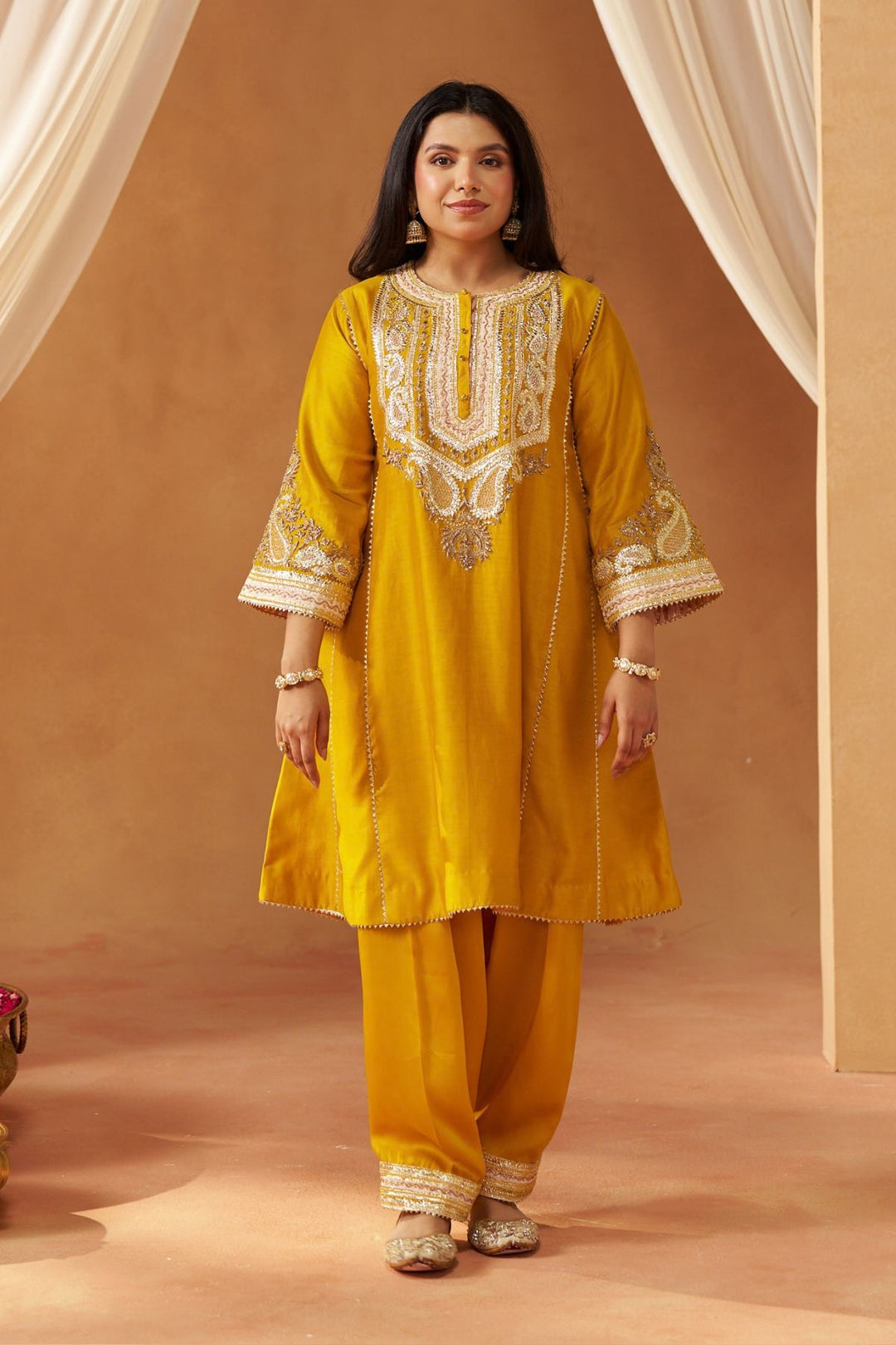 Zimal Mustard Chauga with Salwar