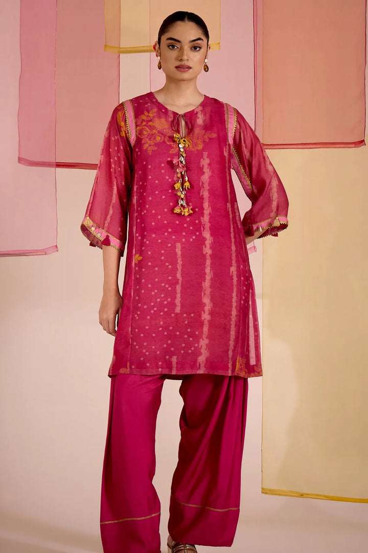Blush Cotton Silk Tassel Choga Set