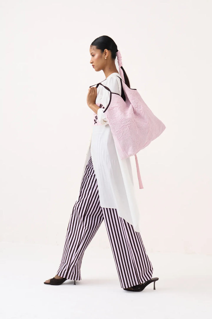 Emb. Patch Asymmetric Hem Shirt Co-ord