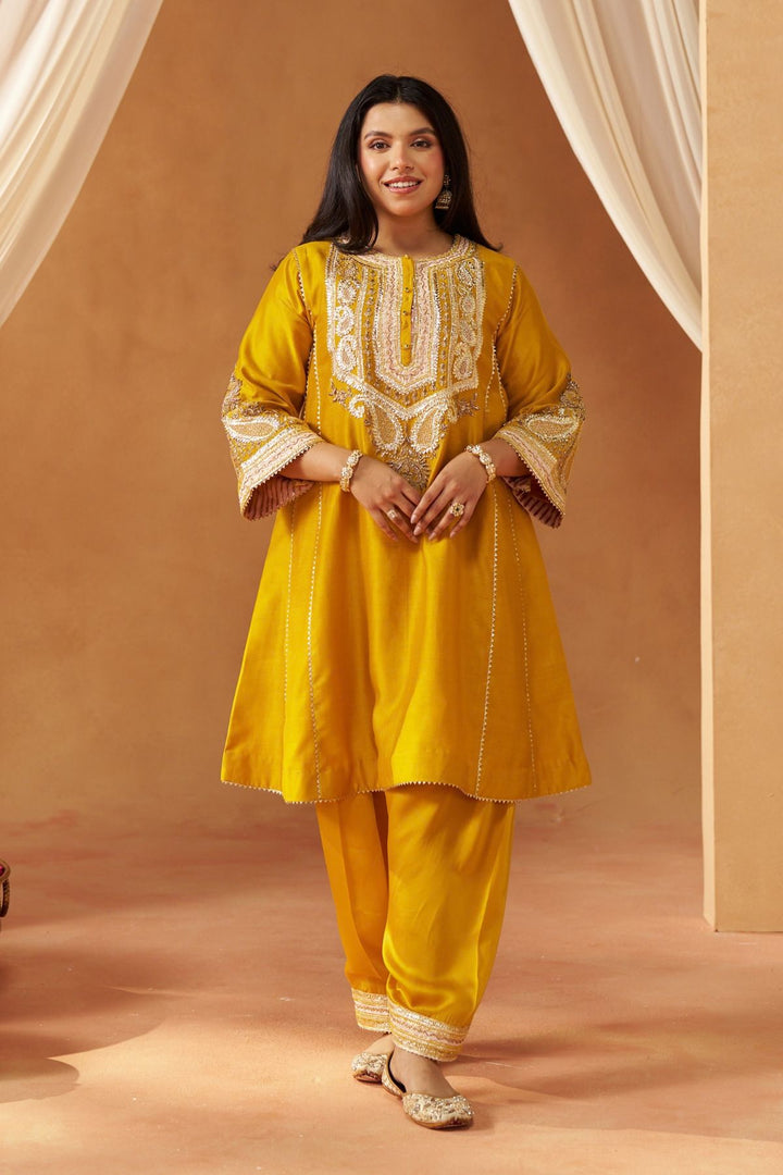 Zimal Mustard Chauga with Salwar
