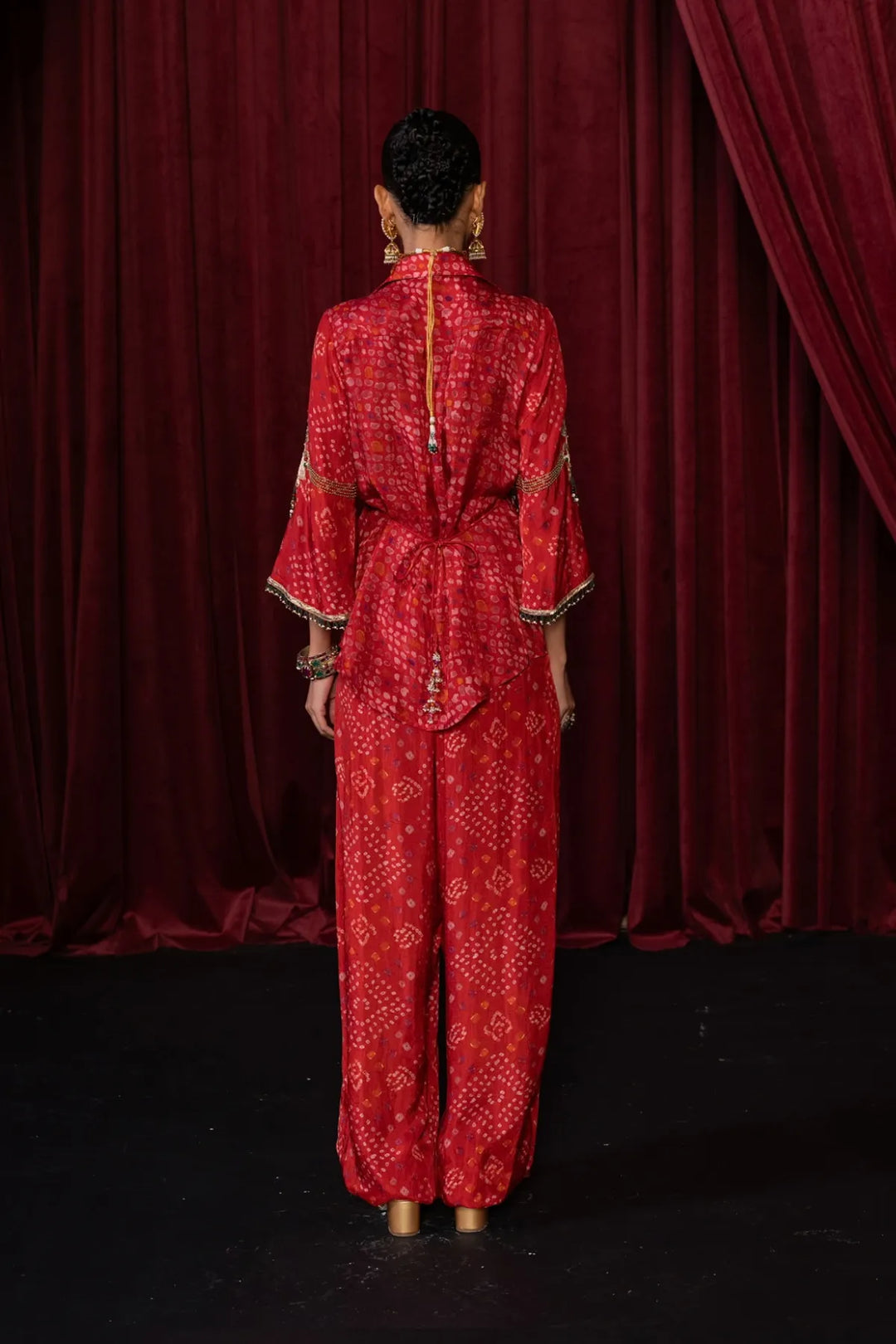 Red Flap Set with Balloon Pants