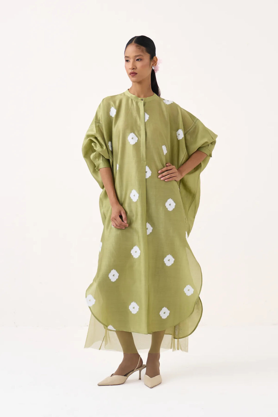 Block Print Bat Sleeve Dress