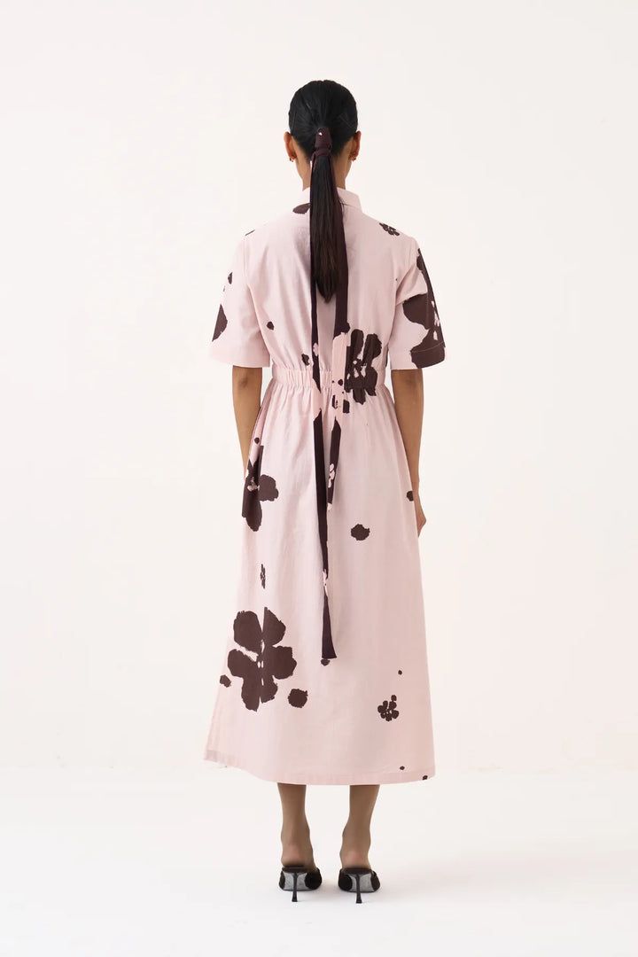 Collared Side Elastic Waist Dress
