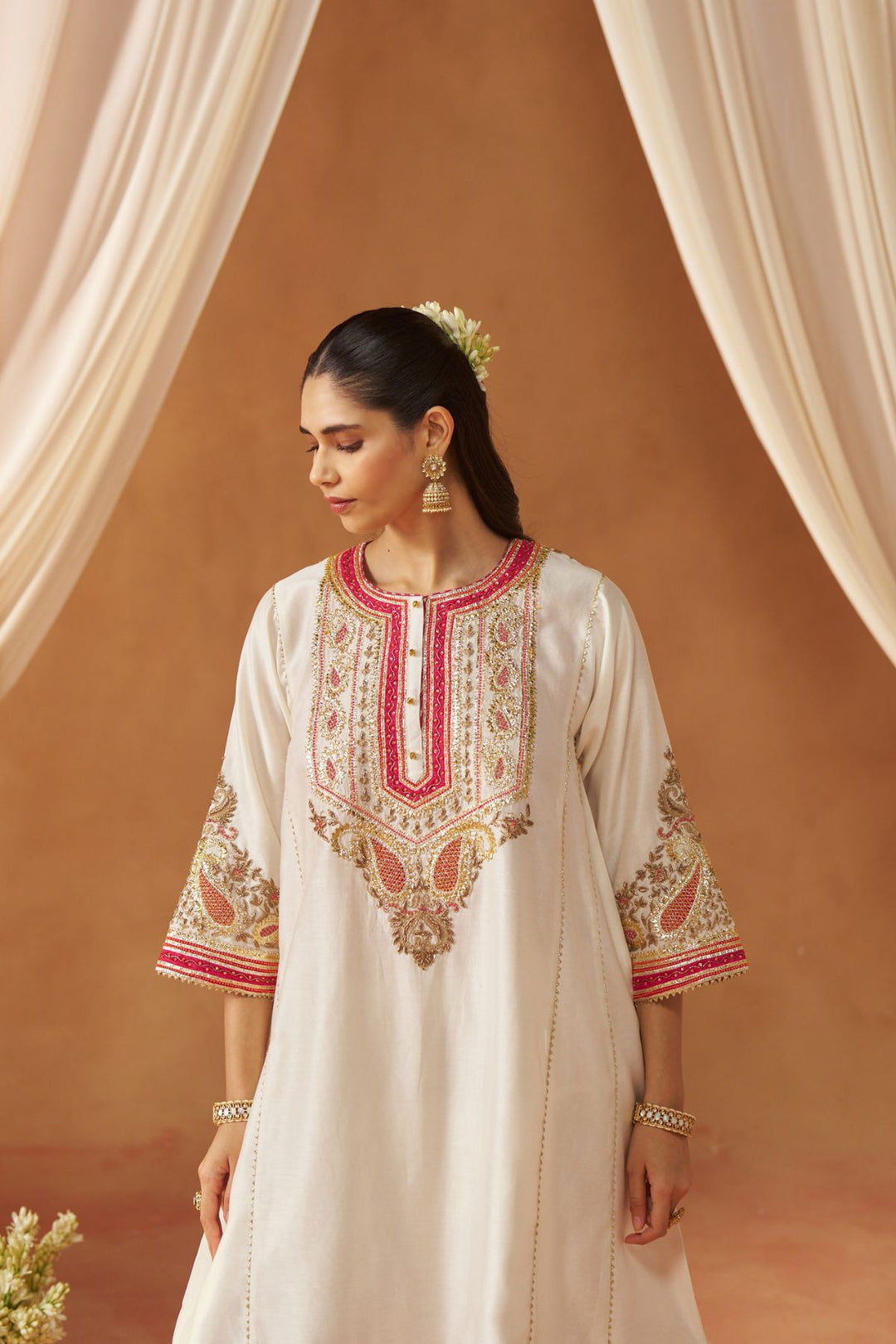 Zimal Daisy Ivory Chauga with Salwar
