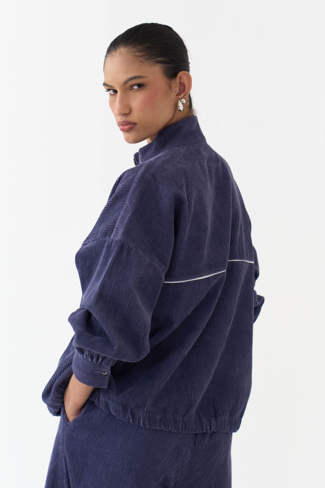 Emb. Corduroy Drawstring Top Co-ord (Set Of 2)