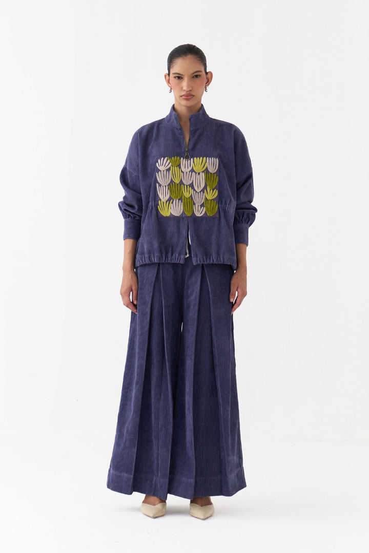 Emb. Corduroy Drawstring Top Co-ord (Set Of 2)