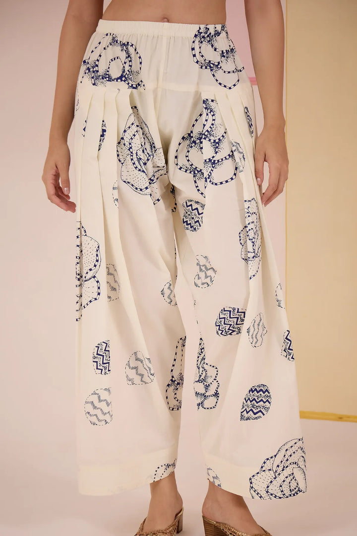 Blue Short Scallop Kurta with Farshi Salwar