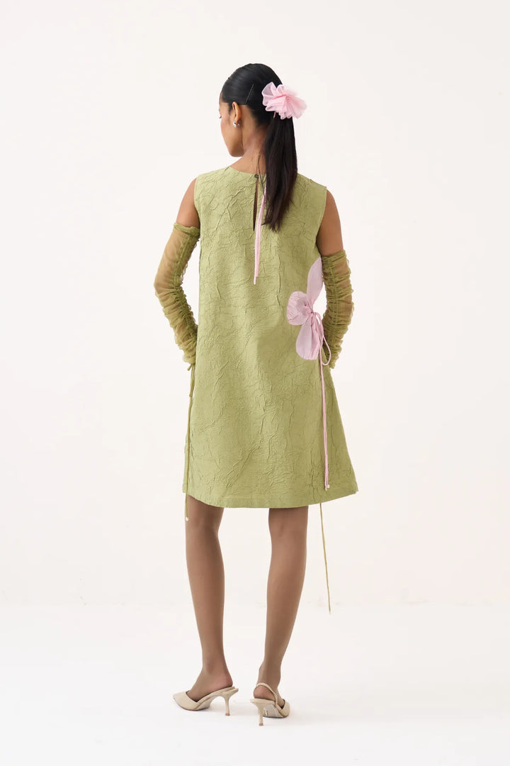 Side Floral Drawstring Shift Dress