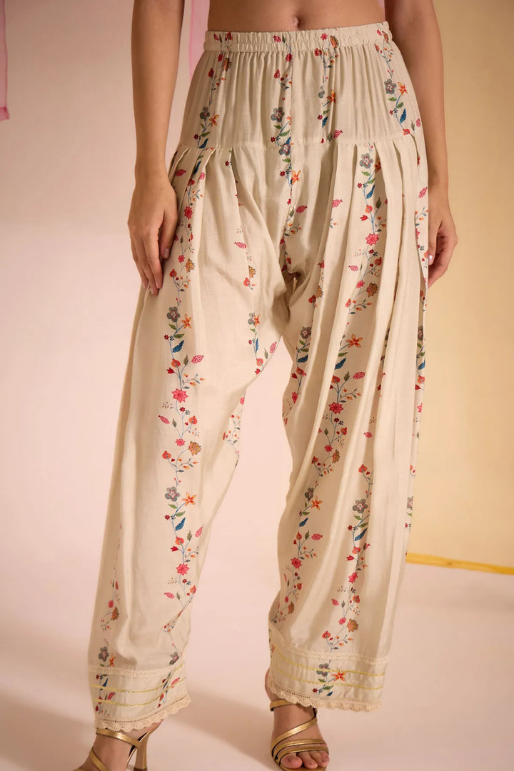 Ivory Chintz Cotton Silk Kalidar Kurta Set