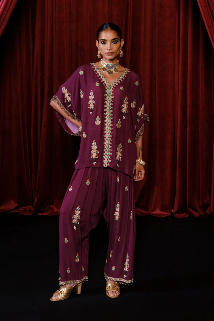 Solid Purple Kaftan Set