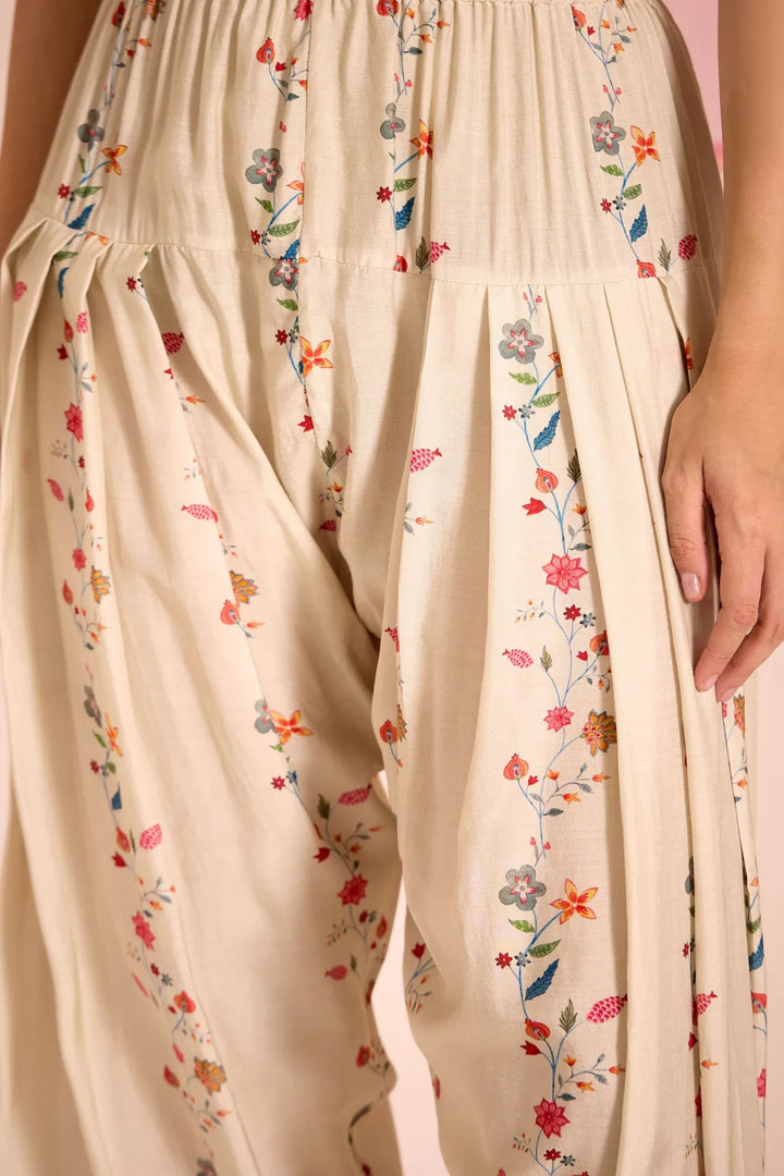 Ivory Chintz Cotton Silk Kalidar Kurta Set