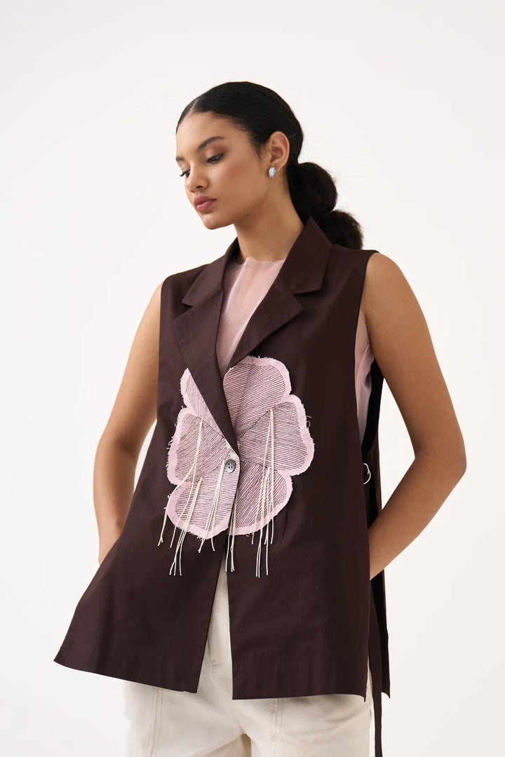 Floral Applique Waistcoat Co-ord