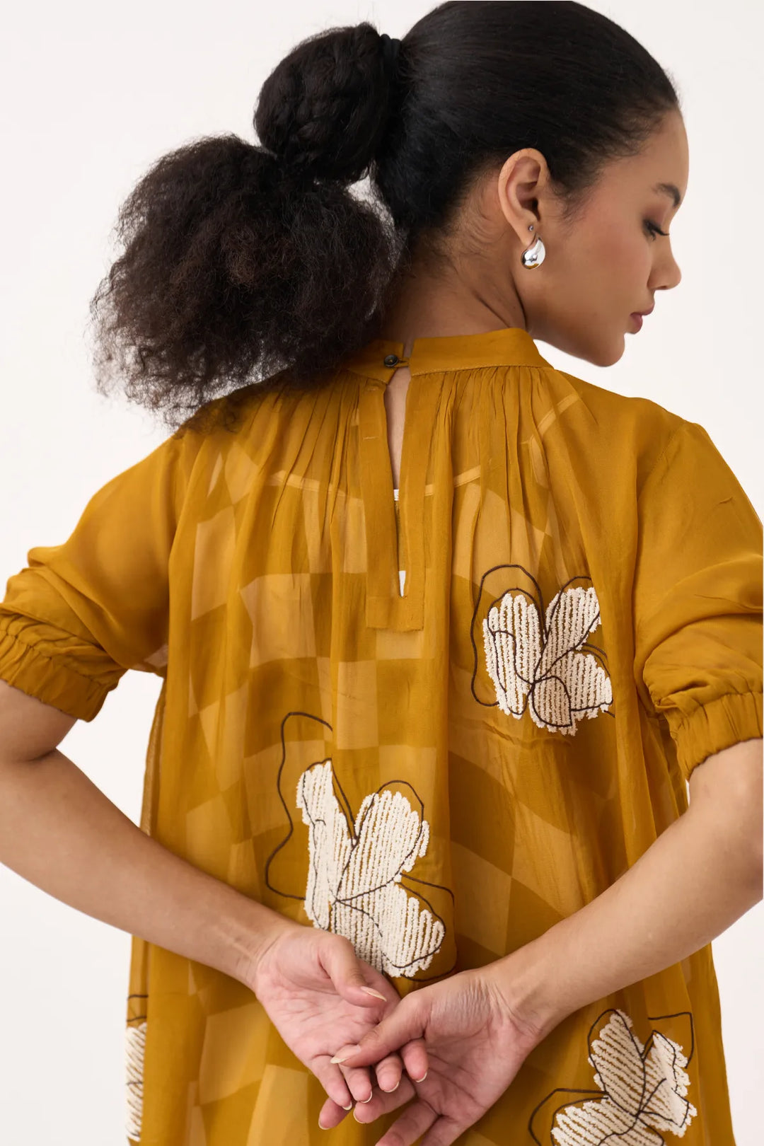 Floral Reverse Applique Bottom Frill Dress