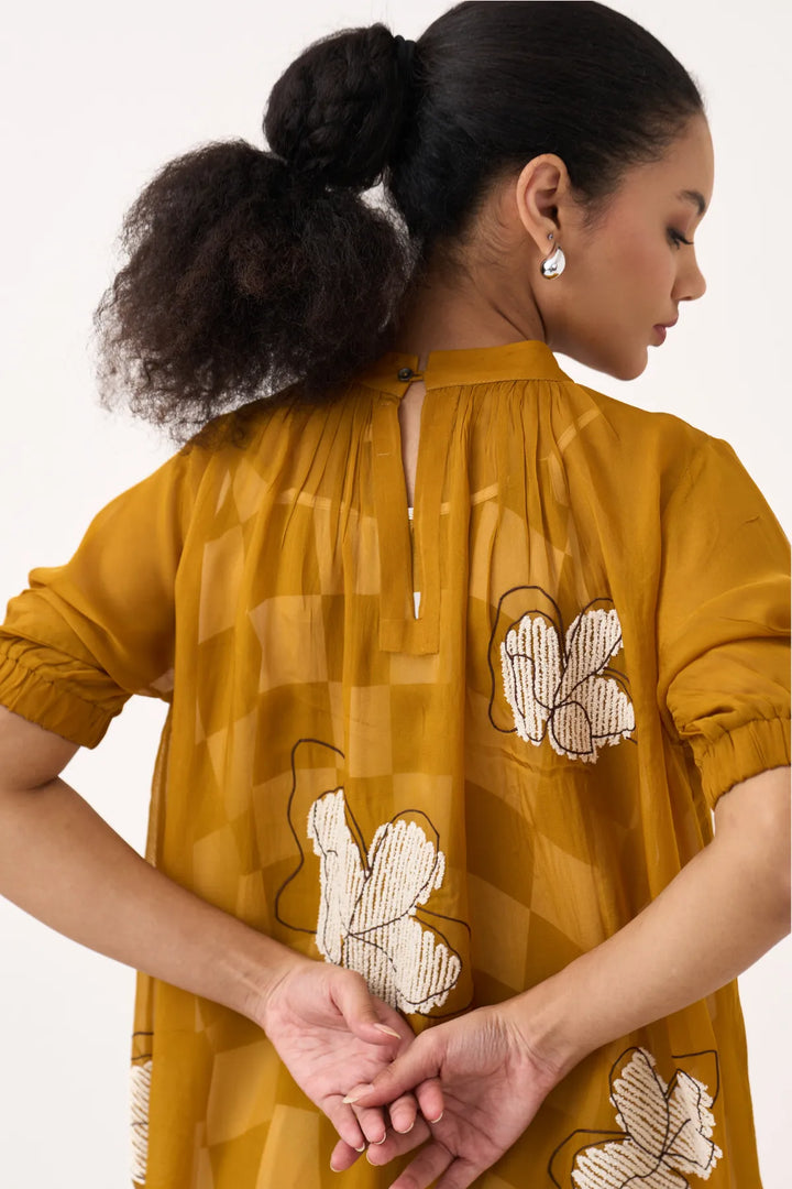 Floral Reverse Applique Bottom Frill Dress