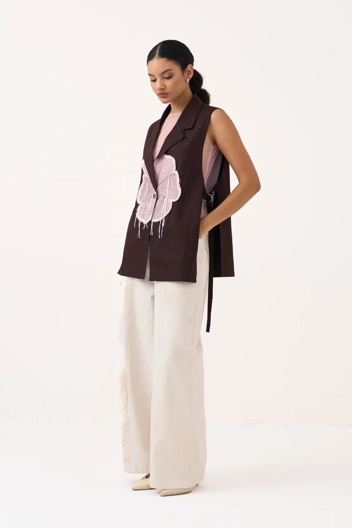 Floral Applique Waistcoat Co-ord