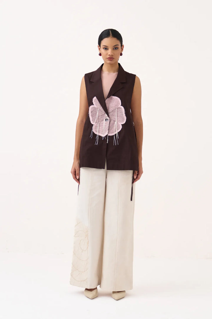 Floral Applique Waistcoat Co-ord