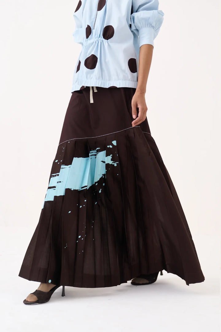 Splash Print Pleated Skirt Co-ord