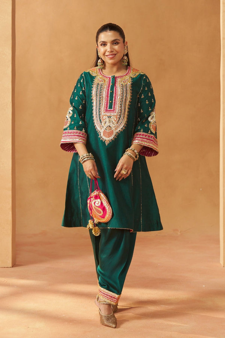 Riva Emerald Green Chauga with Salwar