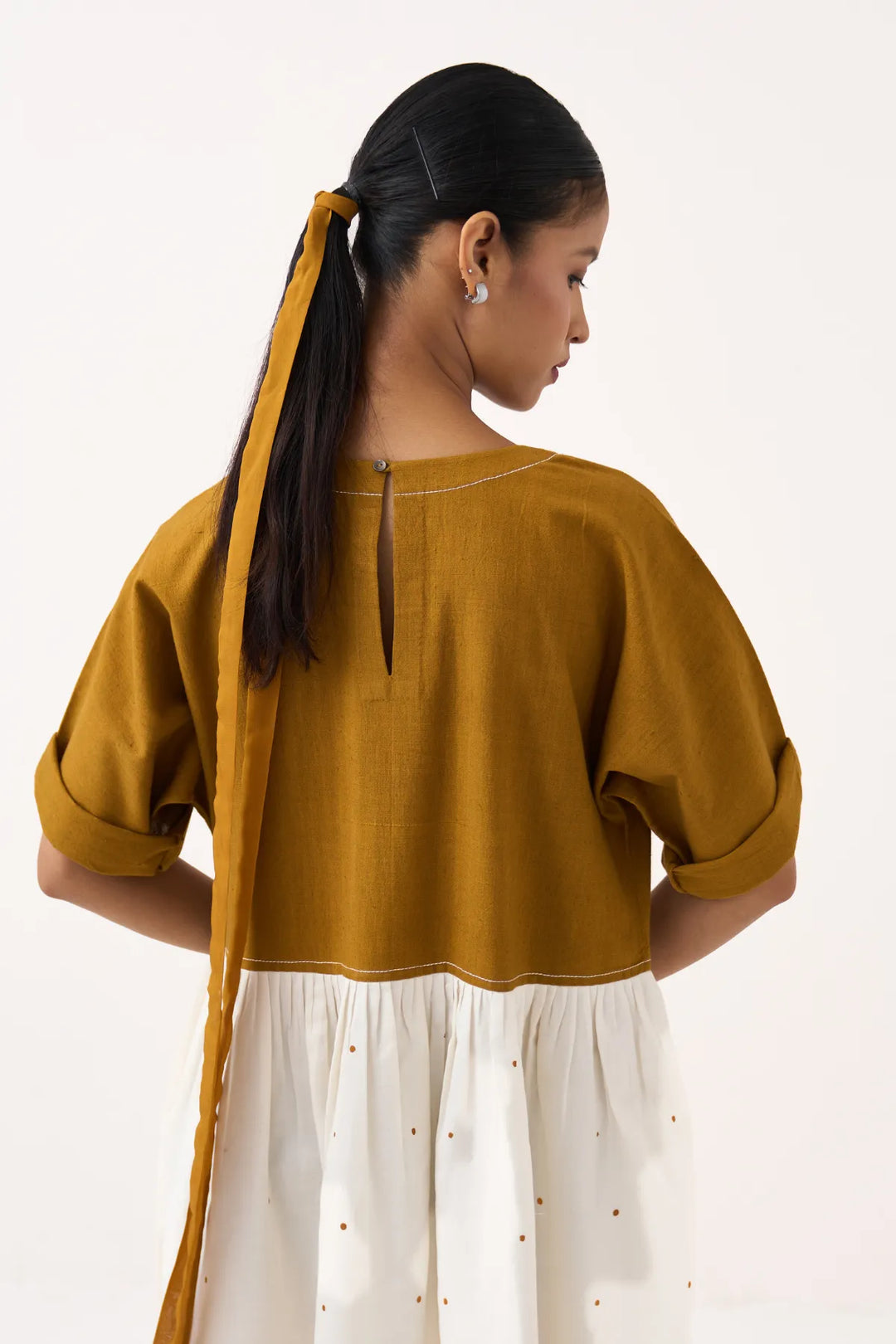Yoke Gather Polka Dress